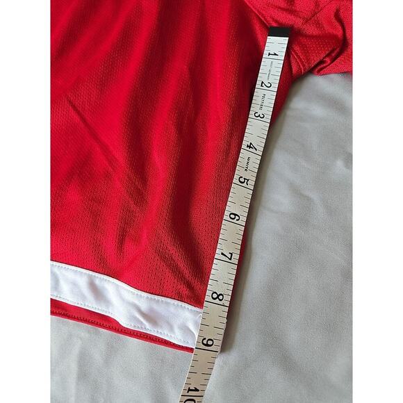Y2K Nike Mesh Basketball Shorts Men's MEDIUM Red White Stripe Embroidered Swoosh - Picture 9 of 10